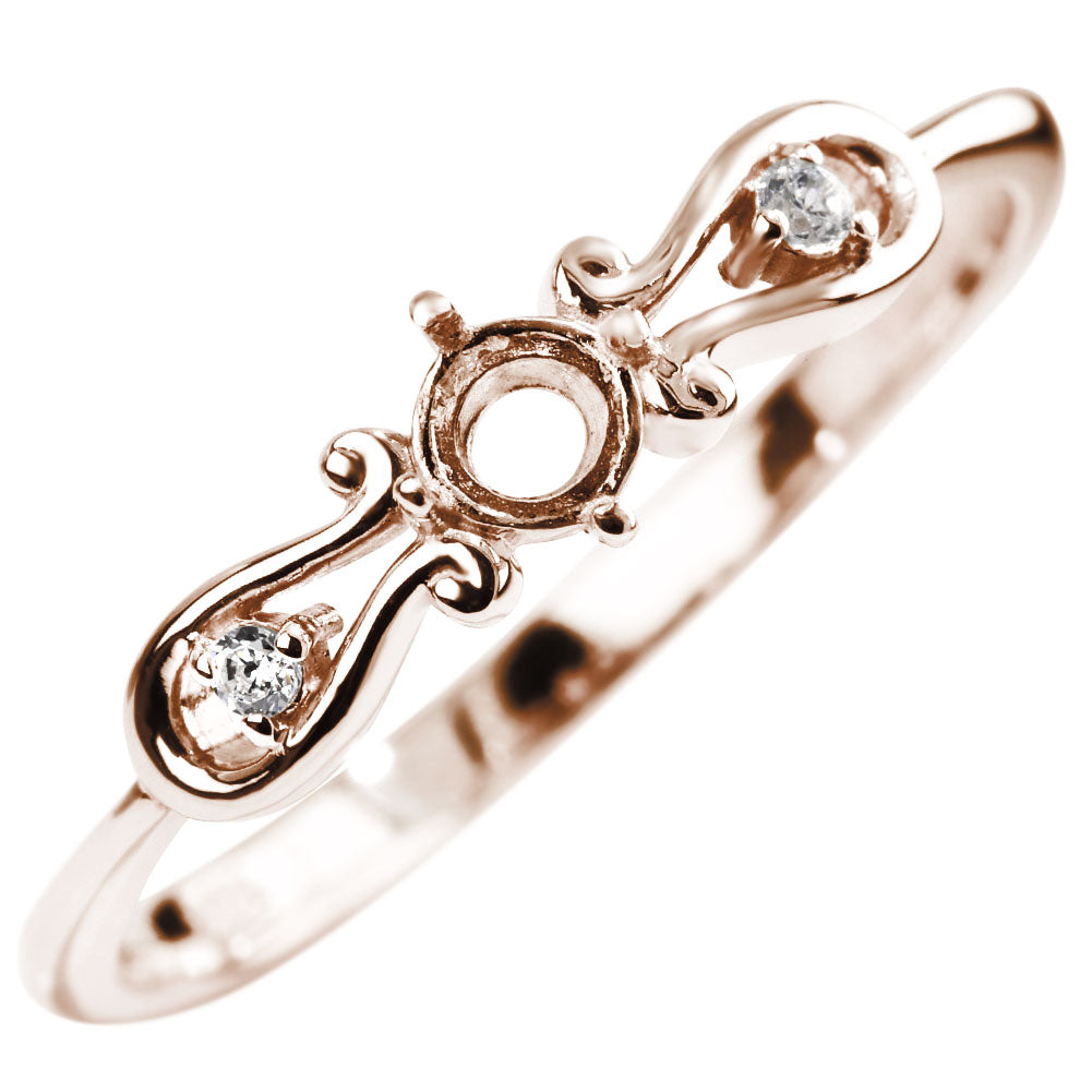 レディース リング 空枠 簡単 セミオーダー 3mm 指輪 馬蹄 K10 K18 Pt900 SV925 指輪 ホースシュー レディースリング  ハート お守りジュエリー 母の日 (品番 mr-0244-kw)