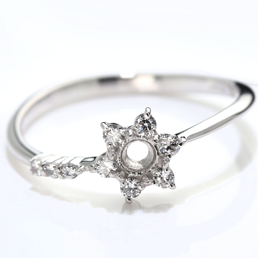 指輪 空枠 リング 3mm 星 フラワー メモリアルリング リフォーム 花 K18 K10 Pt900 SV925 セミオーダー スター 結婚10周年記念 ブライダル サプライズ (品番 mr-0256-kw)