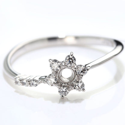指輪 空枠 リング 3mm 星 フラワー メモリアルリング リフォーム 花 K18 K10 Pt900 SV925 セミオーダー スター 結婚10周年記念 ブライダル サプライズ (品番 mr-0256-kw)