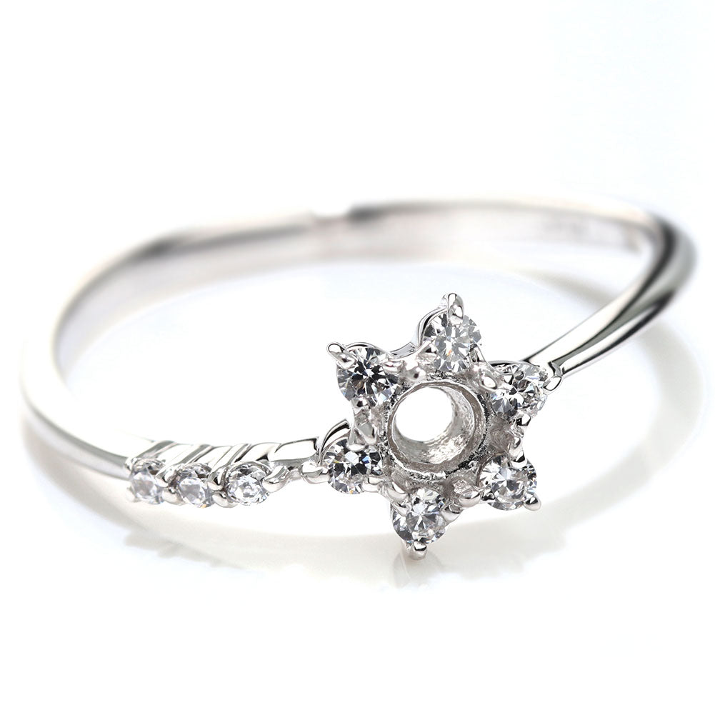指輪 空枠 リング 3mm 星 フラワー メモリアルリング リフォーム 花 K18 K10 Pt900 SV925 セミオーダー スター 結婚10周年記念 ブライダル サプライズ (品番 mr-0256-kw)