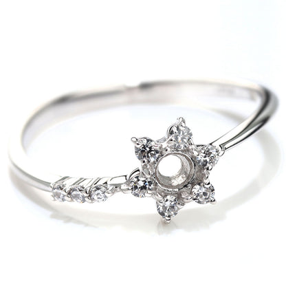 指輪 空枠 リング 3mm 星 フラワー メモリアルリング リフォーム 花 K18 K10 Pt900 SV925 セミオーダー スター 結婚10周年記念 ブライダル サプライズ (品番 mr-0256-kw)