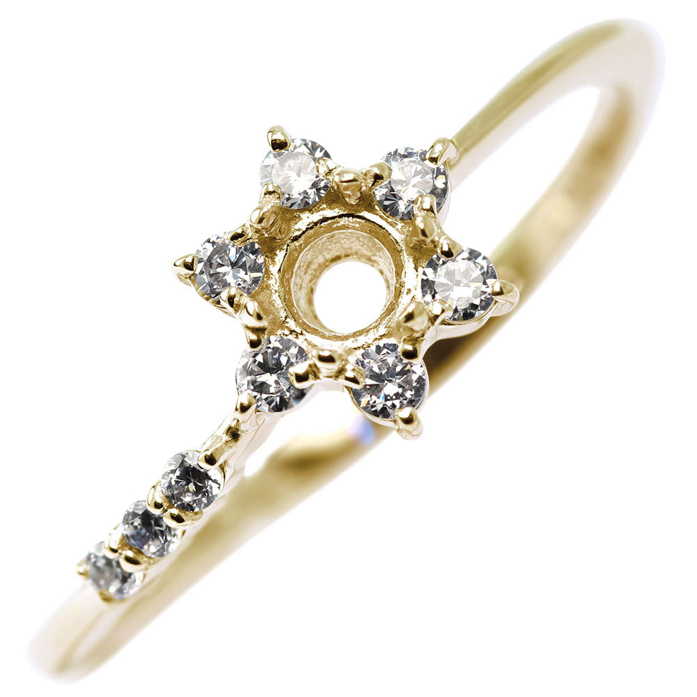指輪 空枠 リング 3mm 星 フラワー メモリアルリング リフォーム 花 K18 K10 Pt900 SV925 セミオーダー スター 結婚10周年記念 ブライダル サプライズ (品番 mr-0256-kw)