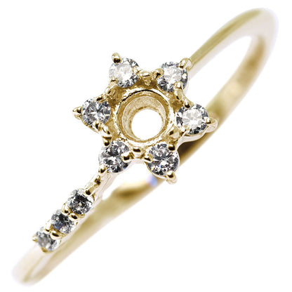 指輪 空枠 リング 3mm 星 フラワー メモリアルリング リフォーム 花 K18 K10 Pt900 SV925 セミオーダー スター 結婚10周年記念 ブライダル サプライズ (品番 mr-0256-kw)