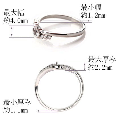 リング 空枠 セミオーダー レディース ダイヤモンド 指輪 ウエーブ リング枠  3mm プラチナ クロスライン 18金 10金 シルバー 上品 女性 (品番 mr-0299-kw)