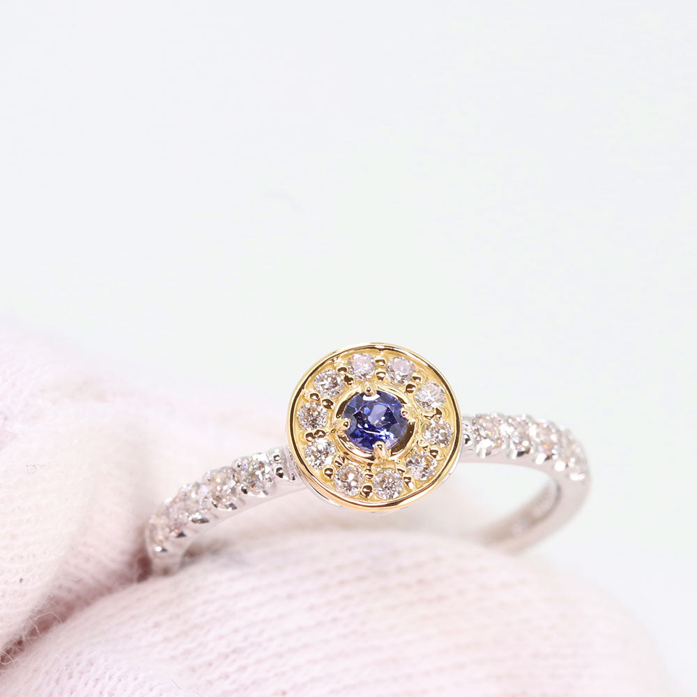ベニトアイト リング ダイヤモンド リング レディース k18 pt900 コンビ 取り巻きリング 天然石 指輪 希少石 女性 大人 高級 プレゼント 彼女 妻 (品番 mr-0377-beni-k18-pt)