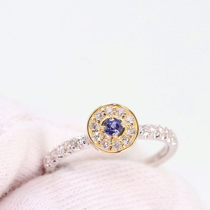 ベニトアイト リング ダイヤモンド リング レディース k18 pt900 コンビ 取り巻きリング 天然石 指輪 希少石 女性 大人 高級 プレゼント 彼女 妻 (品番 mr-0377-beni-k18-pt)
