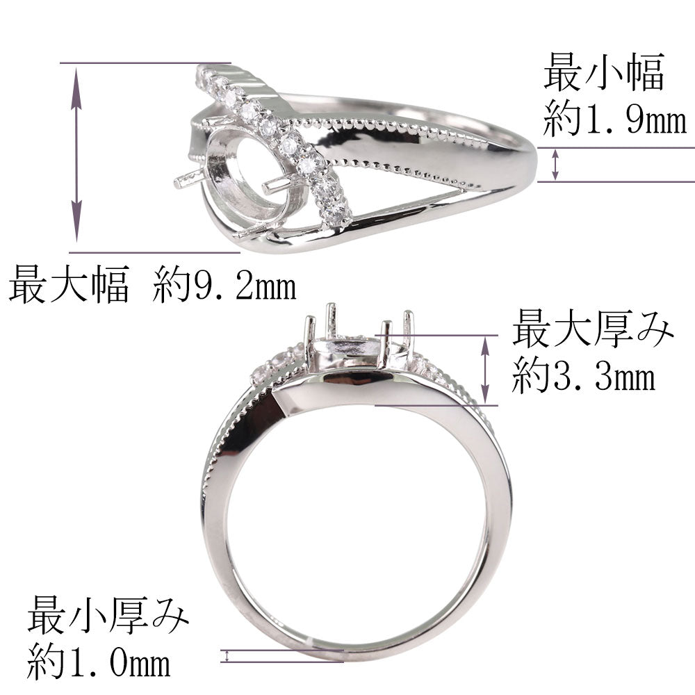 ジュエリーリフォーム 指輪 空枠 k18 pt900 k10 オーバル リング枠 セミオーダー クロスライン 大ぶり ミル ラインストーン レディースリング (品番 mr-0429-kw)