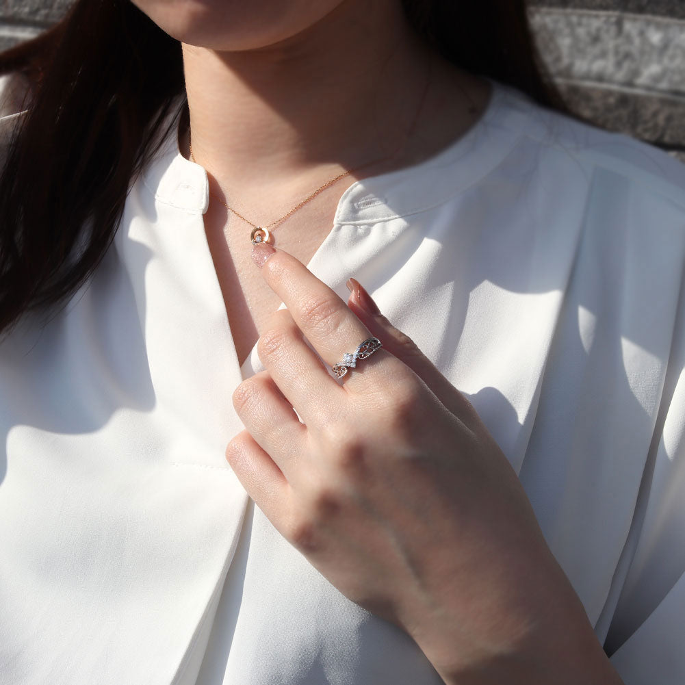 リング枠 指輪 3mm 空枠 ダイヤモンド V字 パヴェ ティアラ 唐草 プラチナ 18金 10金 シルバー ミル打ち 綺麗 レディース セミオーダー リメイク (品番 mr-0437-kw)