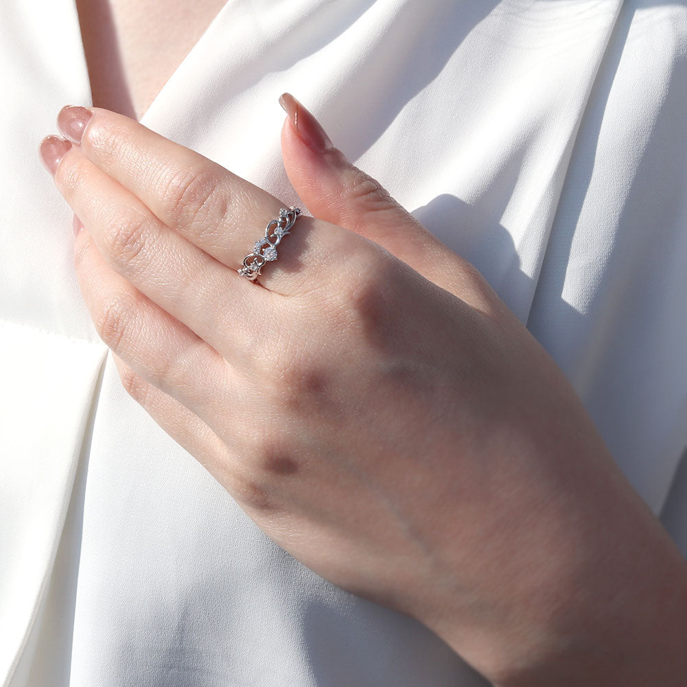 指輪 セミオーダー レディース 空枠 ティアラ ダイヤモンド 唐草 リング k10 k18 pt900 sv925 3mm リング枠 プリンセス 上品 女性 リメイク (品番 mr-0439-kw)