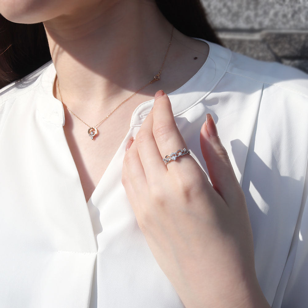 指輪 セミオーダー レディース 空枠 ティアラ ダイヤモンド 唐草 リング k10 k18 pt900 sv925 3mm リング枠 プリンセス 上品 女性 リメイク (品番 mr-0439-kw)