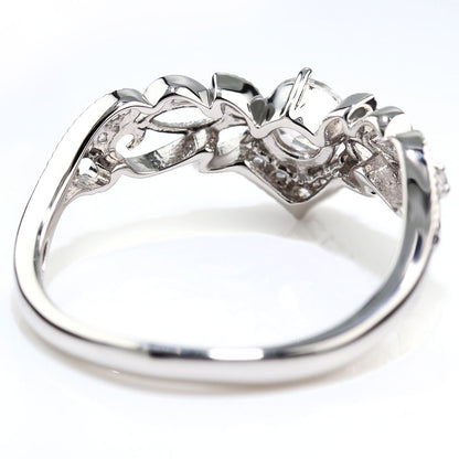 婚約指輪 ダイヤモンド 0.25ct 鑑定書付き 指輪 V字リング プラチナ 18金  SI VS VVS 唐草 ティアラ 三つ葉 ミル打ち 綺麗 プロポーズ (品番 mr-0441-4-cgl-2)