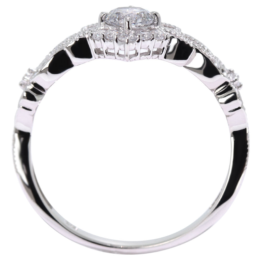 婚約指輪 ダイヤモンド 0.25ct 鑑定書付き 指輪 V字リング プラチナ 18金  SI VS VVS 唐草 ティアラ 三つ葉 ミル打ち 綺麗 プロポーズ (品番 mr-0441-4-cgl-2)