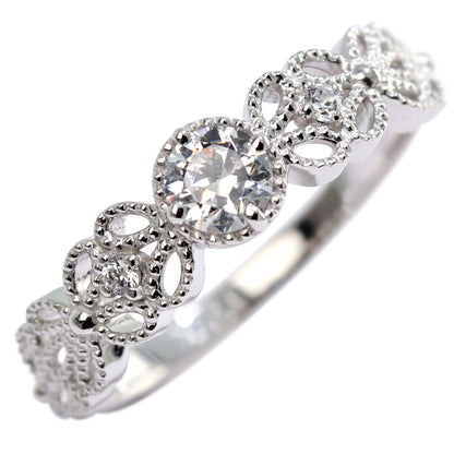 エンゲージリング プラチナ 18金 ダイヤモンド 0.25ct 鑑定書付き フラワー レース かわいい 指輪 SI VS VVS ミル打ち 花 結婚 ブライダル (品番 mr-0442-4-cgl-2)