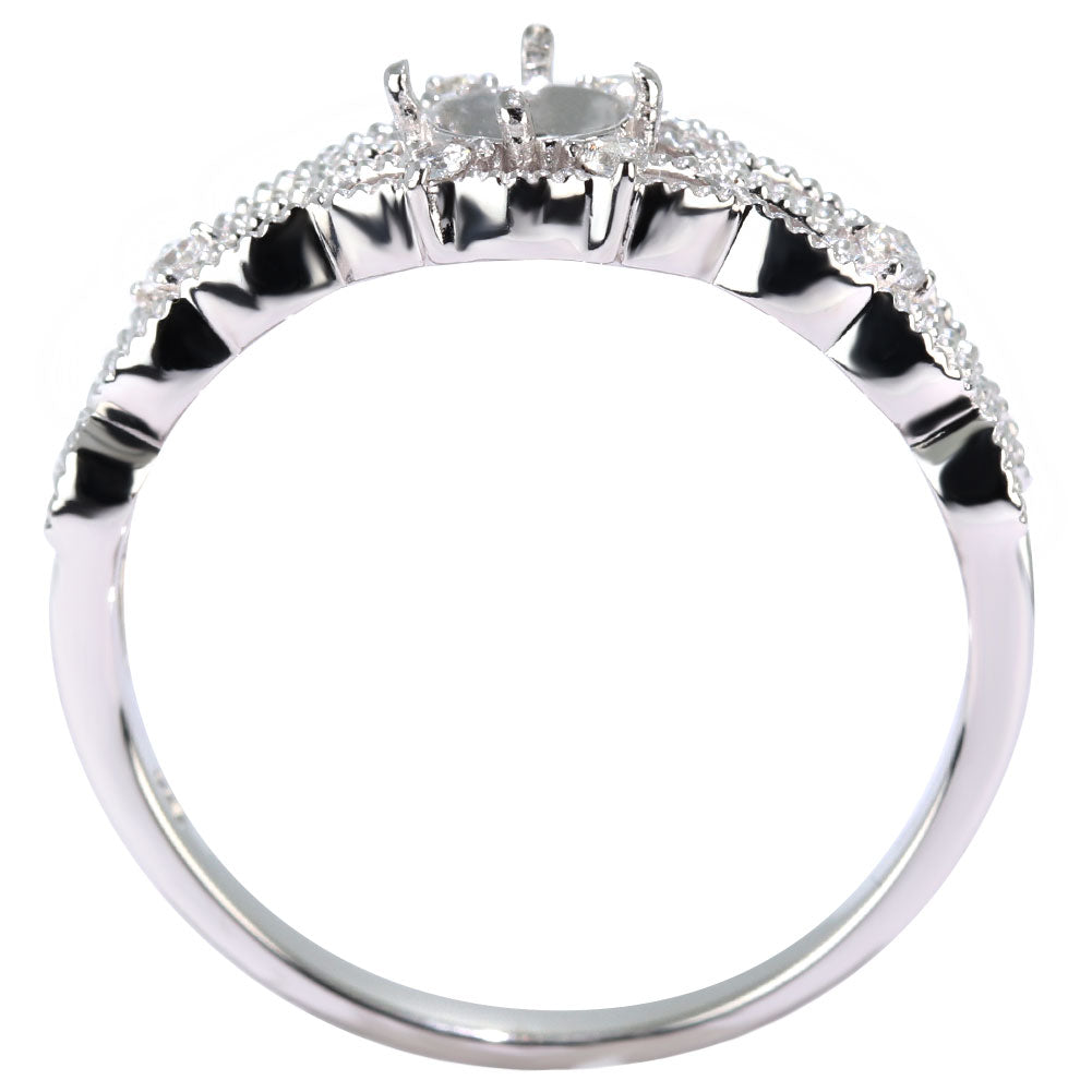 K18 レディース リング 透かし リーフデザイン ダイヤモンド リング枠