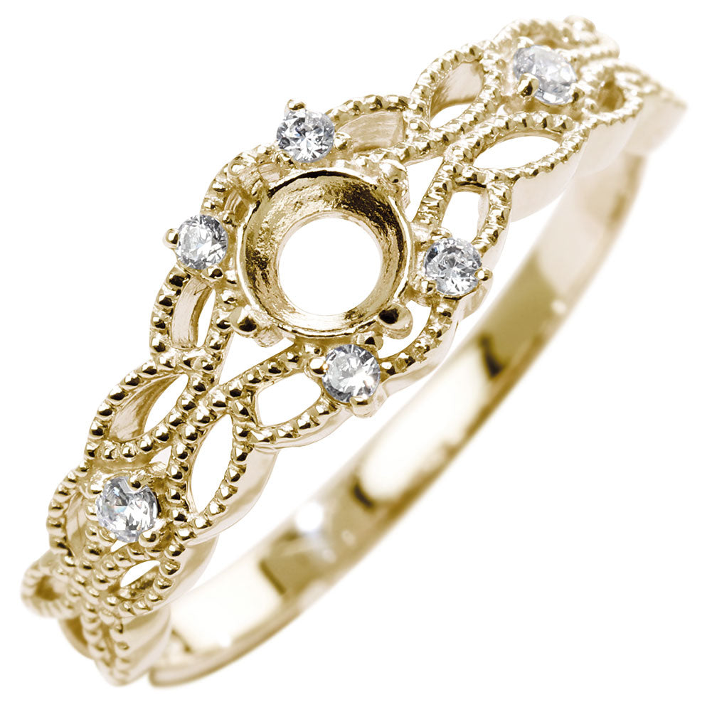 K18 透かし　ダイヤモンド　リング K18透かしスクエアダイヤリング – 宝石修飾工房波多ゑ