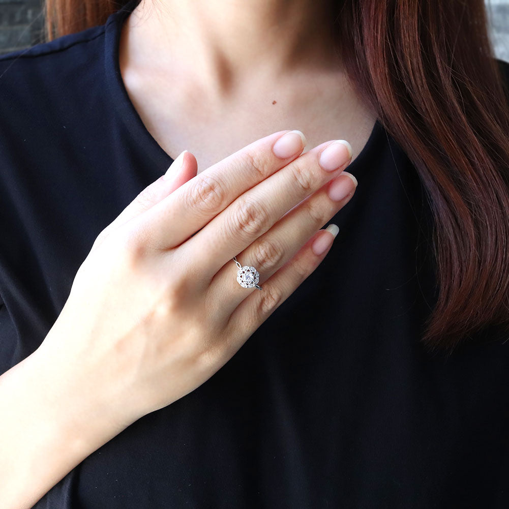 リング 空枠 ジュエリー リフォーム リング空枠 アンティーク調 レース 指輪 ゴージャス セミオーダープラチナ 18金 10金 シルバー 4mm リーフ レディース 華やか (品番 mr-0450-kw)