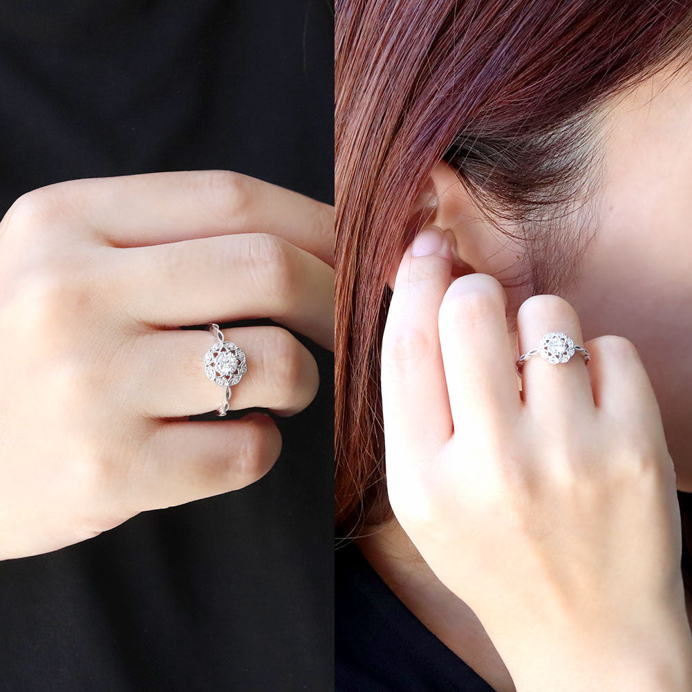 リング 空枠 ジュエリー リフォーム リング空枠 アンティーク調 レース 指輪 ゴージャス セミオーダープラチナ 18金 10金 シルバー 4mm リーフ レディース 華やか (品番 mr-0450-kw)