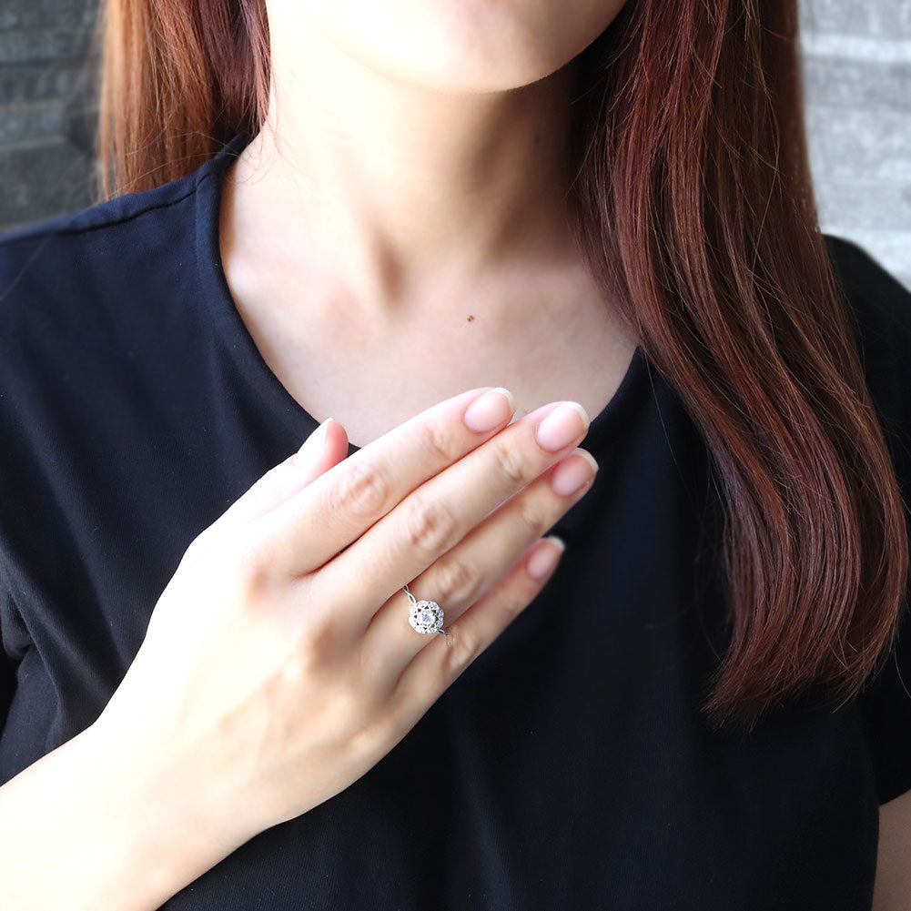 リング 空枠 ジュエリー リフォーム リング空枠 アンティーク調 レース 指輪 ゴージャス セミオーダープラチナ 18金 10金 シルバー 4mm リーフ レディース 華やか (品番 mr-0450-kw)