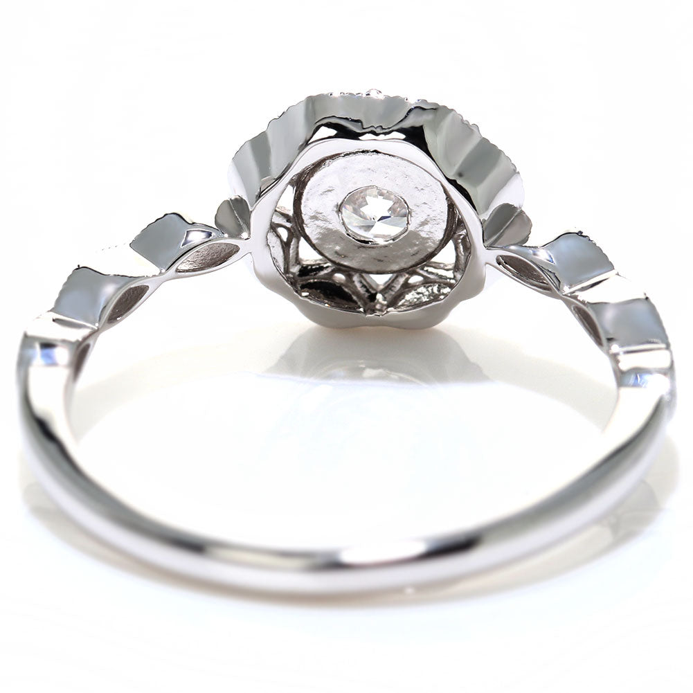 エンゲージリング 鑑定書付き ダイヤモンド 0.25ct 指輪 pt900 K18 アンティーク レース ミル フラワー 綺麗 エレガント 結婚 サプライズ (品番 mr-0450-4-cgl-2)