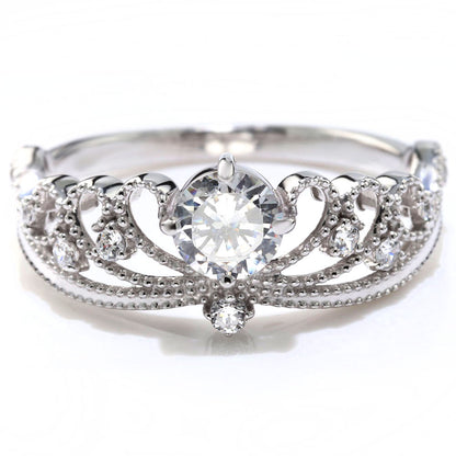 大粒 ダイヤモンドリング 0.5ct 高品質 18金 プラチナ 鑑定書付き ティアラ プリンセス 姫 婚約指輪 結婚10周年 記念日 アニバーサリー (品番 mr-0459-4-cgl-2)