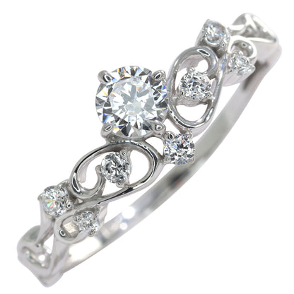 鑑定書付き エンゲージリング ティアラ風 ダイヤモンド 0.25ct 指輪 唐草 Pt900 K18 綺麗 可愛い フェミニン 婚約指輪 一生もの ダイヤモンドリング (品番 mr-0462-4-cgl-2)