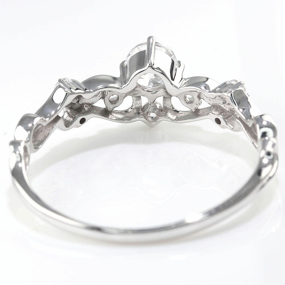 鑑定書付き エンゲージリング ティアラ風 ダイヤモンド 0.25ct 指輪 唐草 Pt900 K18 綺麗 可愛い フェミニン 婚約指輪 一生もの ダイヤモンドリング (品番 mr-0462-4-cgl-2)