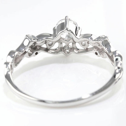 鑑定書付き エンゲージリング ティアラ風 ダイヤモンド 0.25ct 指輪 唐草 Pt900 K18 綺麗 可愛い フェミニン 婚約指輪 一生もの ダイヤモンドリング (品番 mr-0462-4-cgl-2)