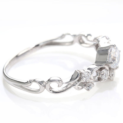 鑑定書付き エンゲージリング ティアラ風 ダイヤモンド 0.25ct 指輪 唐草 Pt900 K18 綺麗 可愛い フェミニン 婚約指輪 一生もの ダイヤモンドリング (品番 mr-0462-4-cgl-2)