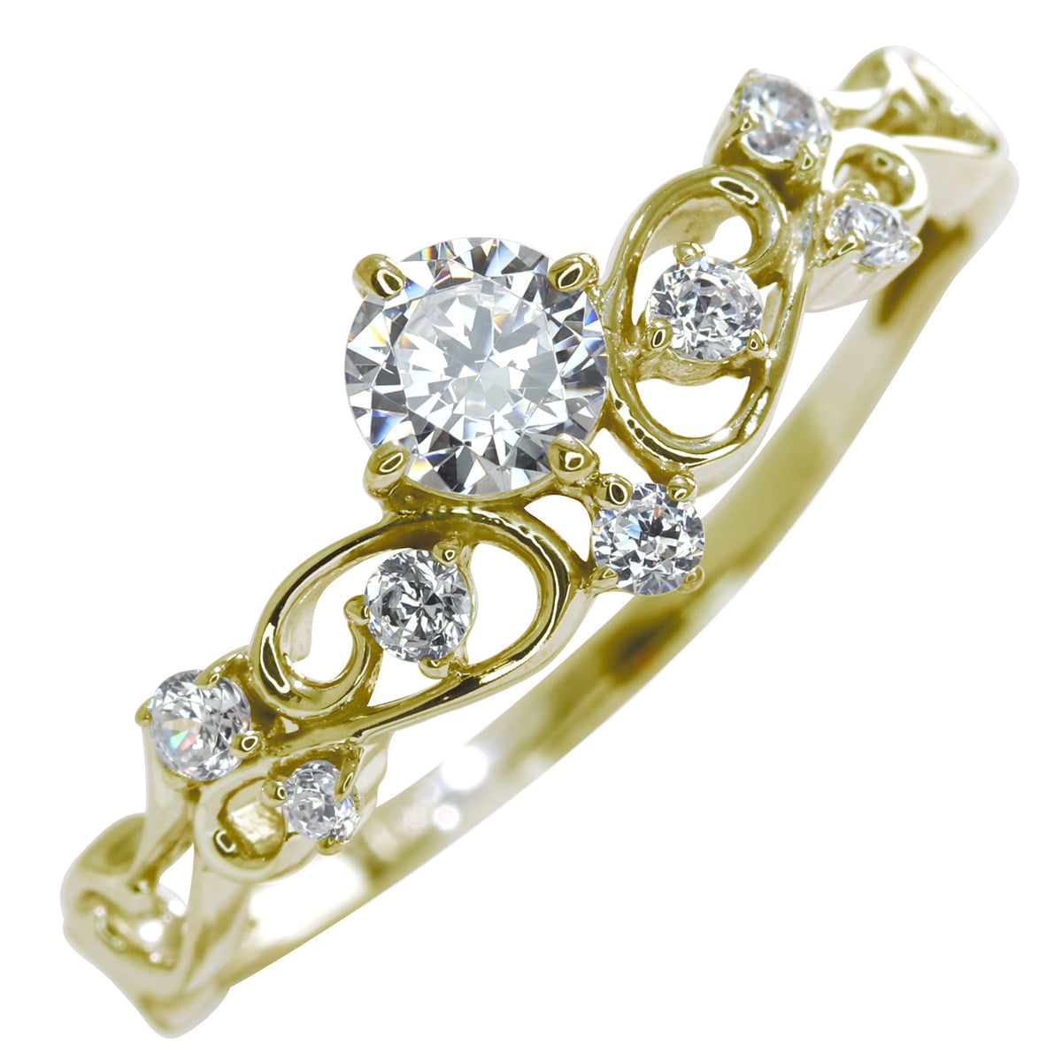 鑑定書付き エンゲージリング ティアラ風 ダイヤモンド 0.25ct 指輪 