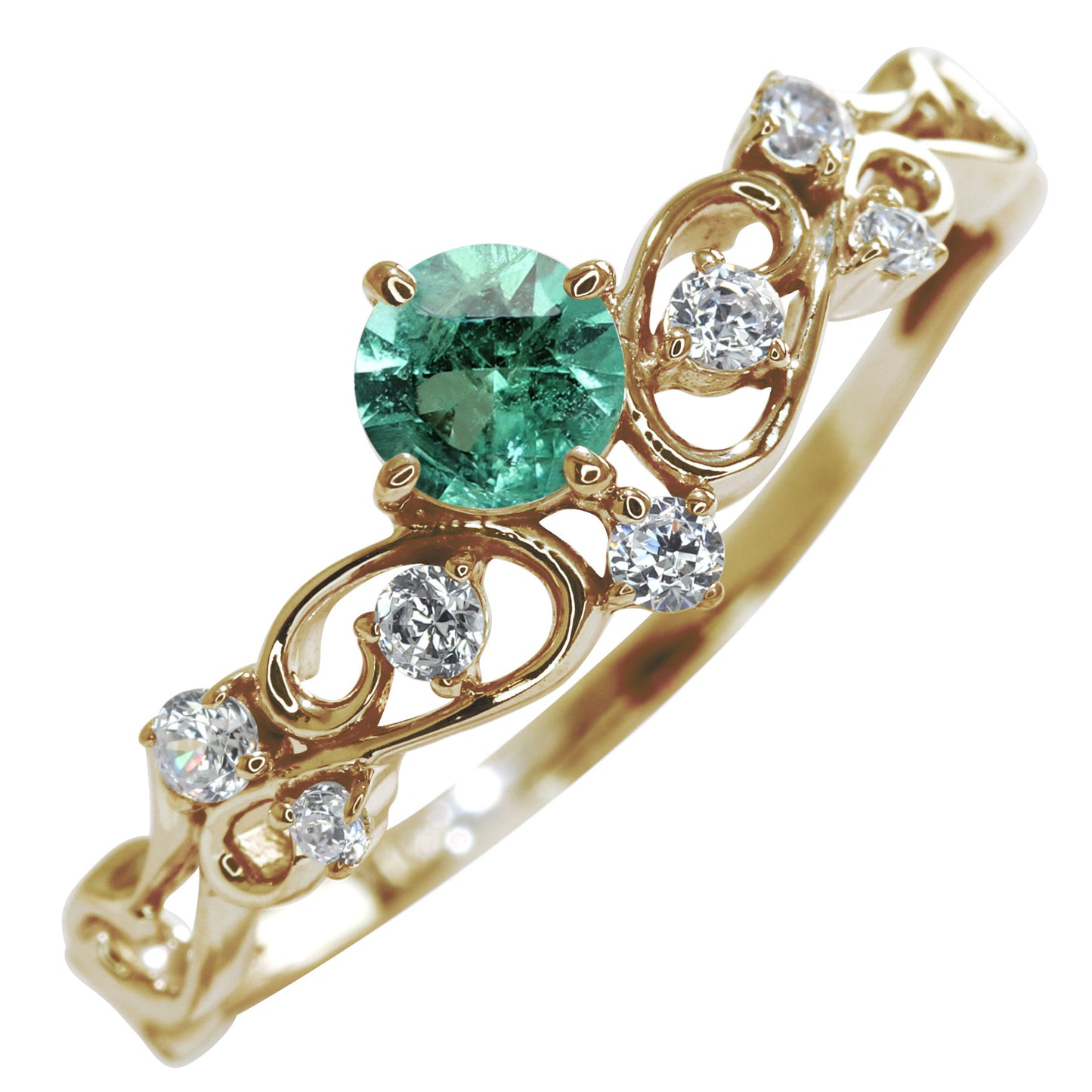 誕生石リング レディース 唐草  指輪 ティアラ風 ウェーブ 選べる金種 カラー 天然石 K10 K18 Pt900 SV925 指輪 上品 曲線 華やか ご褒美 贈り物 (品番 mr-0462)