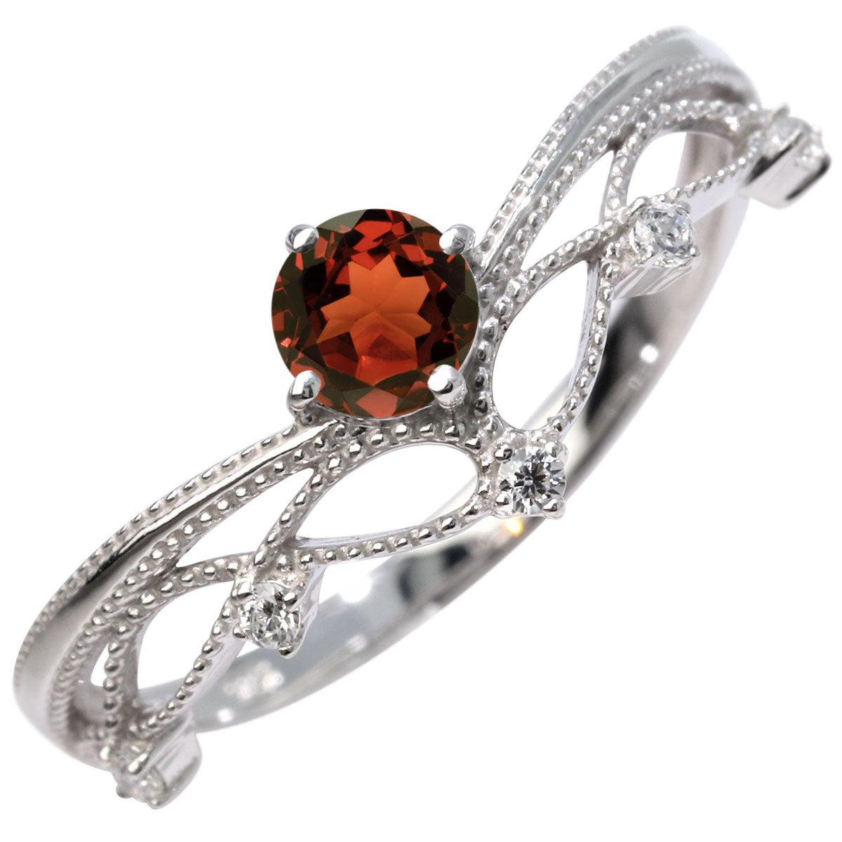 レディース V字 リング ティアラ ミルグレイン 指輪 綺麗 選べる誕生石 プラチナ 18金 10金 シルバー おしゃれ 透かし ミル アンティーク調 ジュエリー (品番 mr-0463)