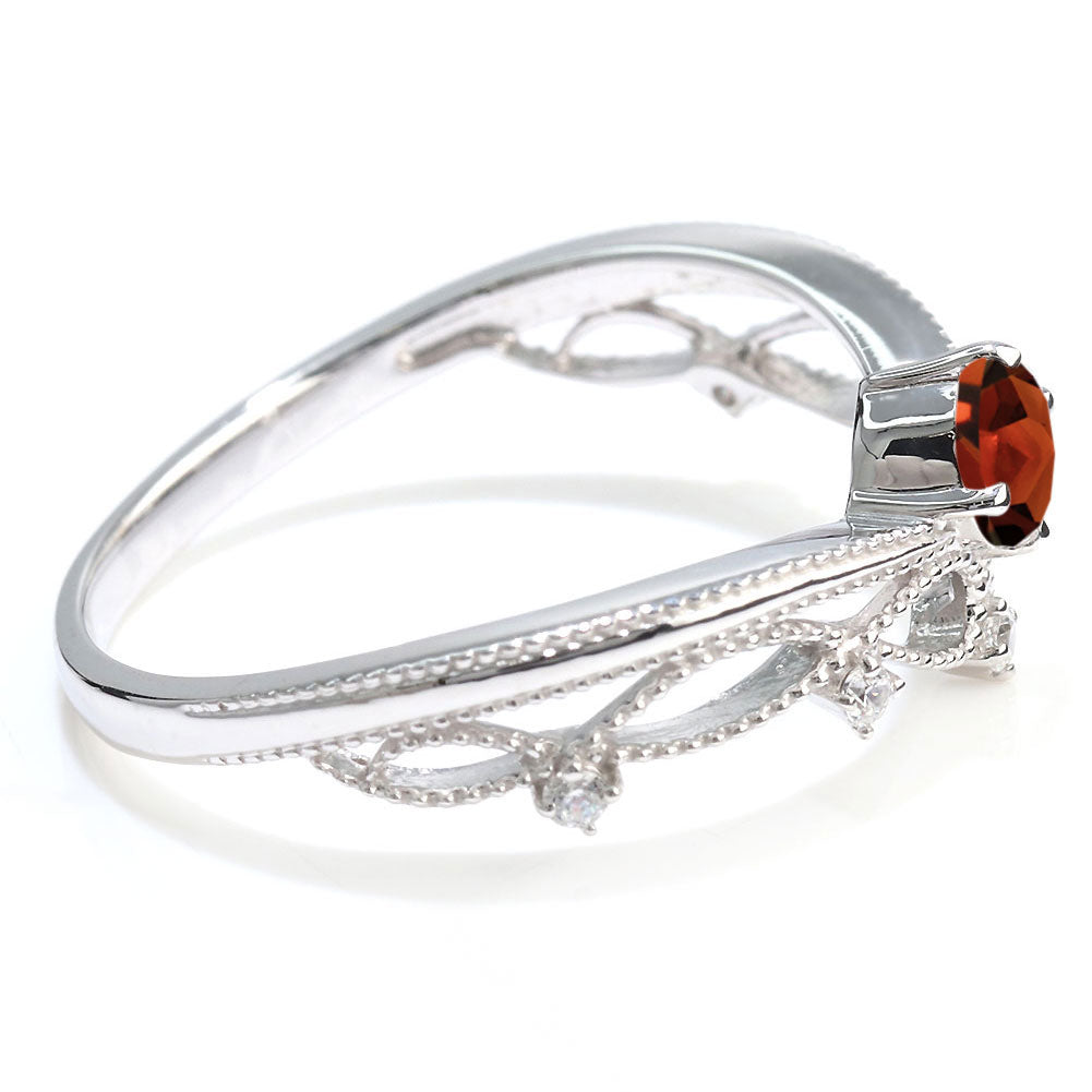 レディース V字 リング ティアラ ミルグレイン 指輪 綺麗 選べる誕生石 プラチナ 18金 10金 シルバー おしゃれ 透かし ミル アンティーク調 ジュエリー (品番 mr-0463)