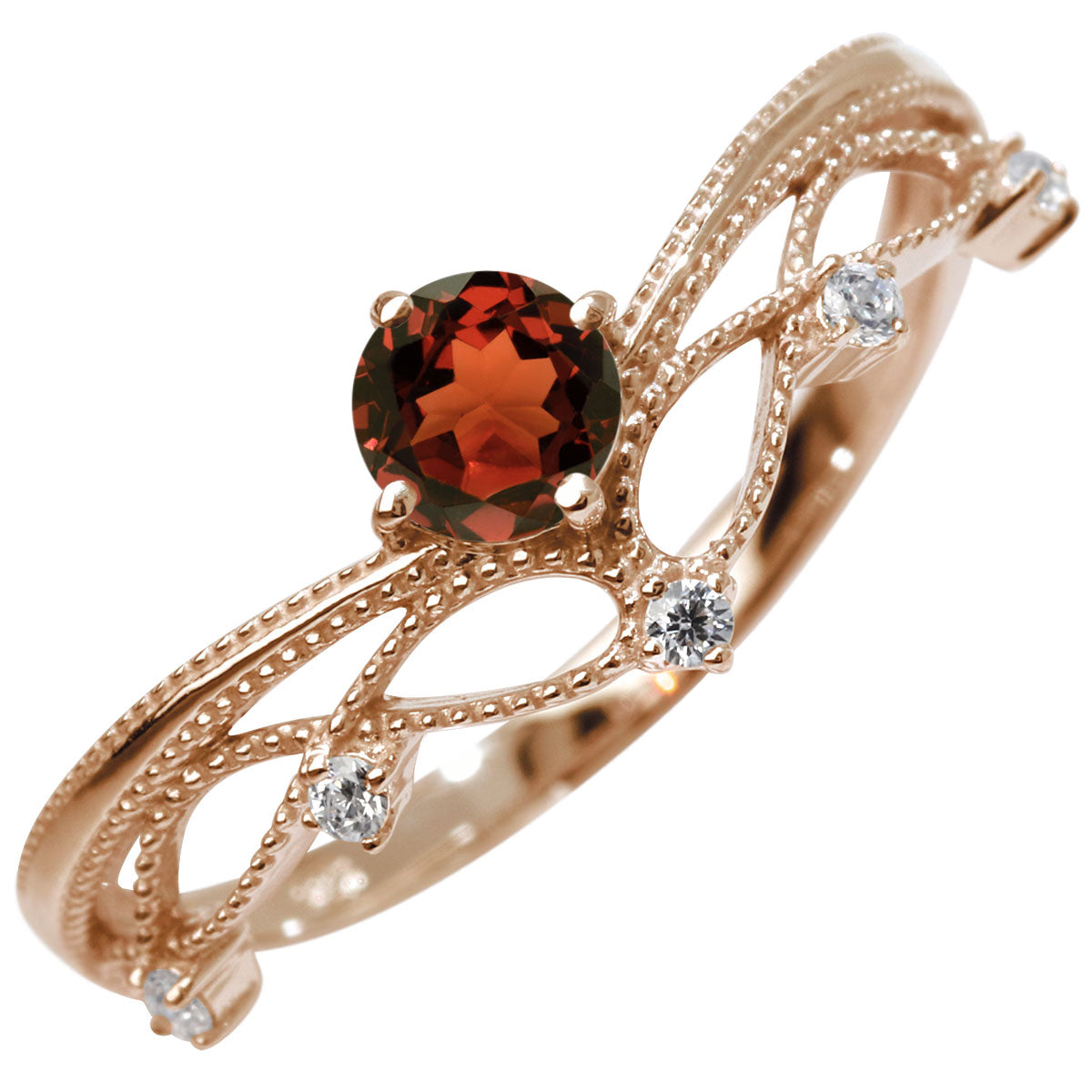 レディース V字 リング ティアラ ミルグレイン 指輪 綺麗 選べる誕生石 プラチナ 18金 10金 シルバー おしゃれ 透かし ミル アンティーク調 ジュエリー (品番 mr-0463)