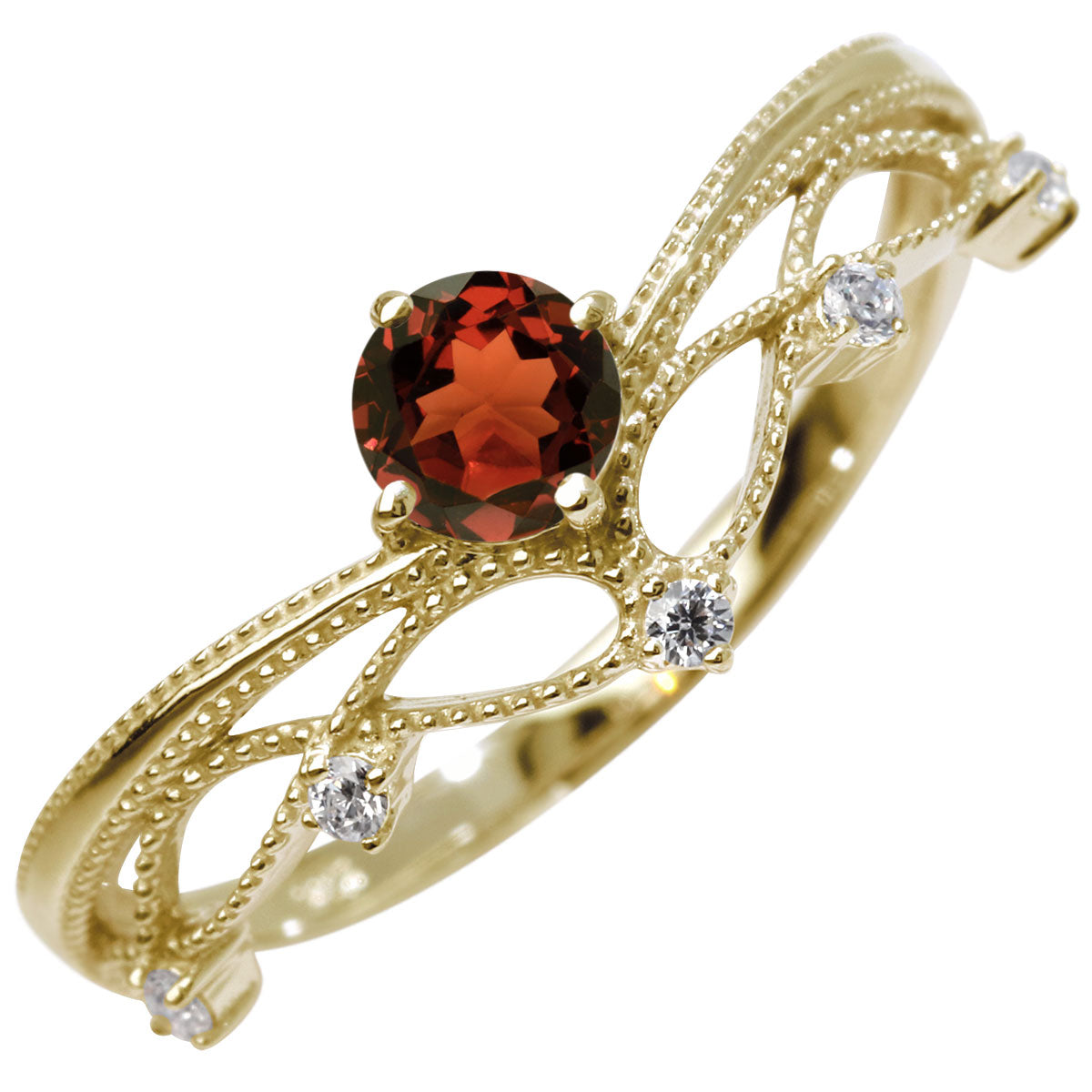 レディース V字 リング ティアラ ミルグレイン 指輪 綺麗 選べる誕生石 プラチナ 18金 10金 シルバー おしゃれ 透かし ミル アンティーク調 ジュエリー (品番 mr-0463)