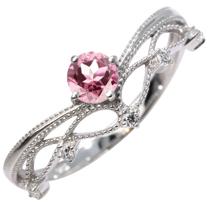 レディース V字 リング ティアラ ミルグレイン 指輪 綺麗 選べる誕生石 プラチナ 18金 10金 シルバー おしゃれ 透かし ミル アンティーク調 ジュエリー (品番 mr-0463)