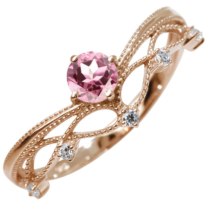 レディース V字 リング ティアラ ミルグレイン 指輪 綺麗 選べる誕生石 プラチナ 18金 10金 シルバー おしゃれ 透かし ミル アンティーク調 ジュエリー (品番 mr-0463)