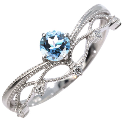 レディース V字 リング ティアラ ミルグレイン 指輪 綺麗 選べる誕生石 プラチナ 18金 10金 シルバー おしゃれ 透かし ミル アンティーク調 ジュエリー (品番 mr-0463)