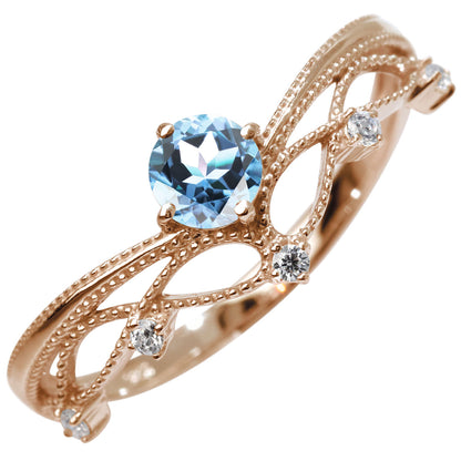 レディース V字 リング ティアラ ミルグレイン 指輪 綺麗 選べる誕生石 プラチナ 18金 10金 シルバー おしゃれ 透かし ミル アンティーク調 ジュエリー (品番 mr-0463)