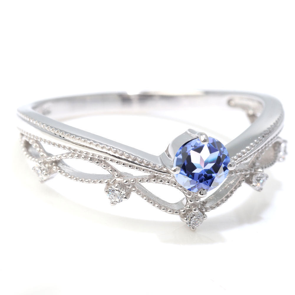 レディース V字 リング ティアラ ミルグレイン 指輪 綺麗 選べる誕生石 プラチナ 18金 10金 シルバー おしゃれ 透かし ミル アンティーク調 ジュエリー (品番 mr-0463)