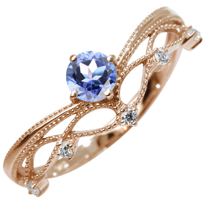 レディース V字 リング ティアラ ミルグレイン 指輪 綺麗 選べる誕生石 プラチナ 18金 10金 シルバー おしゃれ 透かし ミル アンティーク調 ジュエリー (品番 mr-0463)