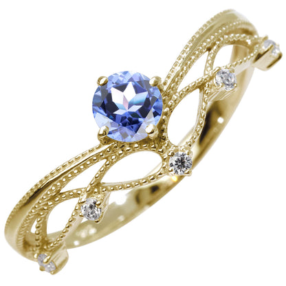 レディース V字 リング ティアラ ミルグレイン 指輪 綺麗 選べる誕生石 プラチナ 18金 10金 シルバー おしゃれ 透かし ミル アンティーク調 ジュエリー (品番 mr-0463)