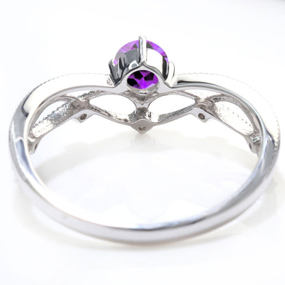 レディース V字 リング ティアラ ミルグレイン 指輪 綺麗 選べる誕生石 プラチナ 18金 10金 シルバー おしゃれ 透かし ミル アンティーク調 ジュエリー (品番 mr-0463)