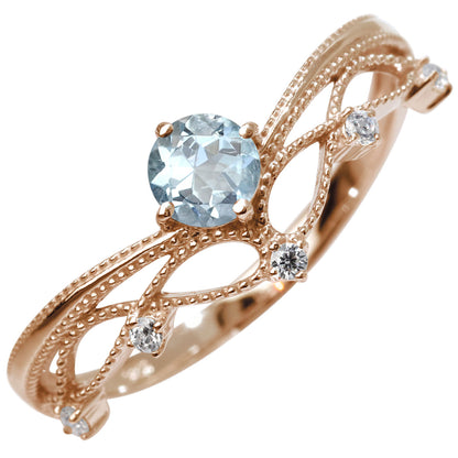 レディース V字 リング ティアラ ミルグレイン 指輪 綺麗 選べる誕生石 プラチナ 18金 10金 シルバー おしゃれ 透かし ミル アンティーク調 ジュエリー (品番 mr-0463)