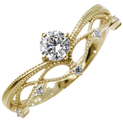 レディース V字 リング ティアラ ミルグレイン 指輪 綺麗 選べる誕生石 プラチナ 18金 10金 シルバー おしゃれ 透かし ミル アンティーク調 ジュエリー (品番 mr-0463)