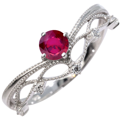 レディース V字 リング ティアラ ミルグレイン 指輪 綺麗 選べる誕生石 プラチナ 18金 10金 シルバー おしゃれ 透かし ミル アンティーク調 ジュエリー (品番 mr-0463)