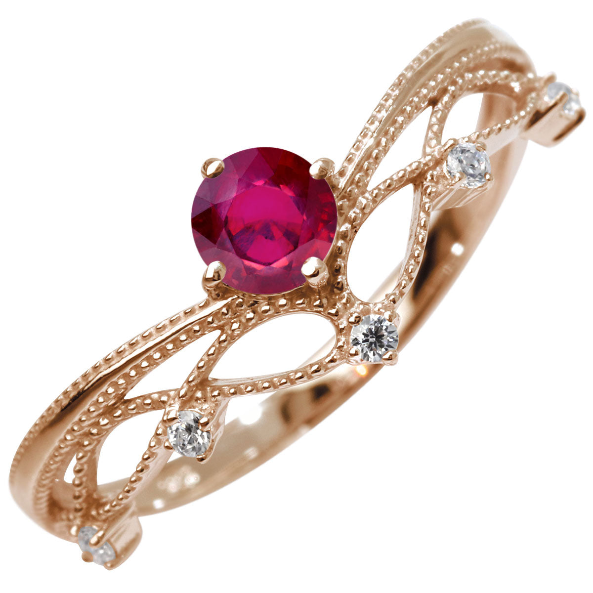 レディース V字 リング ティアラ ミルグレイン 指輪 綺麗 選べる誕生石 プラチナ 18金 10金 シルバー おしゃれ 透かし ミル アンティーク調 ジュエリー (品番 mr-0463)