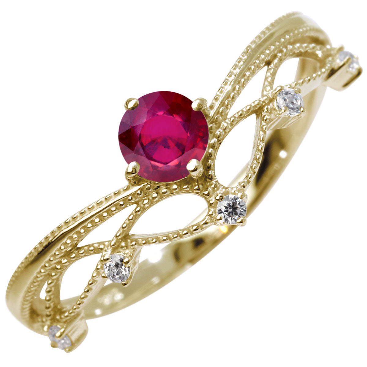 レディース V字 リング ティアラ ミルグレイン 指輪 綺麗 選べる誕生石 プラチナ 18金 10金 シルバー おしゃれ 透かし ミル アンティーク調 ジュエリー (品番 mr-0463)