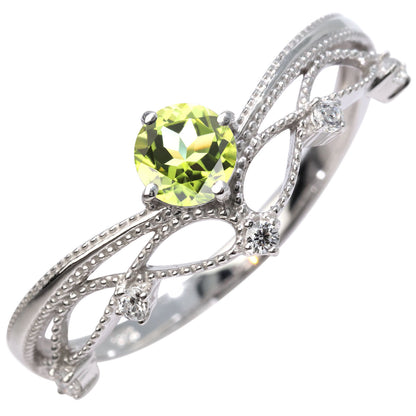 レディース V字 リング ティアラ ミルグレイン 指輪 綺麗 選べる誕生石 プラチナ 18金 10金 シルバー おしゃれ 透かし ミル アンティーク調 ジュエリー (品番 mr-0463)