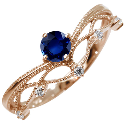 レディース V字 リング ティアラ ミルグレイン 指輪 綺麗 選べる誕生石 プラチナ 18金 10金 シルバー おしゃれ 透かし ミル アンティーク調 ジュエリー (品番 mr-0463)