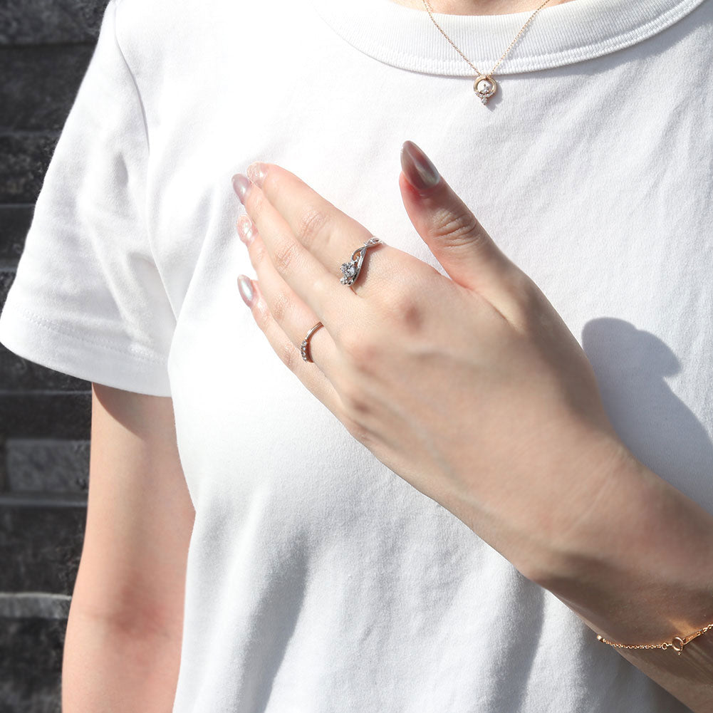 プラチナ ダイヤモンド リング 婚約指輪 鑑定書付き 0.5ct 指輪 K18 Pt900 ウェーブ 曲線 透かし アラベスク ミルグレイン 結婚記念日 高品質 贈り物 (品番 mr-0464-4-cgl-2)